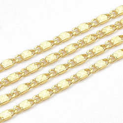 3.28 Feet Soldered Brass Mariner Link Chains, Real 18K Gold Plated, 5x2x0.6mm(X-CHC-S004-06G)