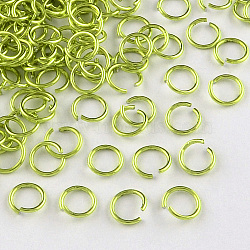 Aluminum Wire Open Jump Rings, Green Yellow, 20 Gauge, 6x0.8mm, Inner Diameter: 5mm, about 2150pcs/50g(X-ALUM-R005-0.8x6-07)