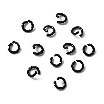 Zinc Alloy Open Jump Rings, Baking Paint, Round, Black, 6x1mm, 18 Gauge, Inner Diameter: 4mm, about 100pcs/bag