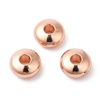 Brass Beads, Cadmium Free & Lead Free, Rondelle, Long-Lasting Plated, Rose Gold, 6x3mm, Hole: 2mm