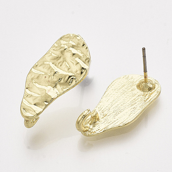 Alloy Stud Earring Findings, with Steel Pins and Loop, Light Gold, 22x10.5mm, Hole: 2.5mm, Pin: 0.7mm