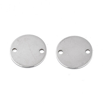 304 Stainless Steel Connector Charms, Stamping Blank Tag, Flat Round, Stainless Steel Color, 14x0.5mm, Hole: 1.6mm