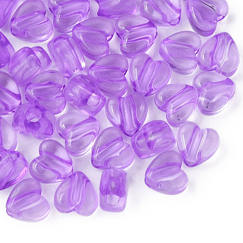 Transparent Acrylic Beads, Heart, Medium Orchid, 8x8.5x5.5mm, Hole: 2.5mm, about 2030pcs/500g