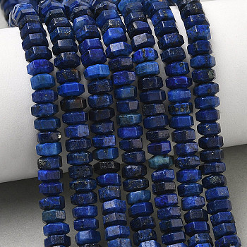 Dyed Natural Lapis Lazuli Beads Strands, Faceted, Hexagonal Heishi Beads, 7x6.5x3.5mm, Hole: 1.2mm, about 108pcs/strand, 14.88''(37.8cm)