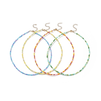 Glass Seed Beaded Necklace with 304 Stainless Steel Clasp for Women, Mixed Color, 15.94 inch(40.5cm)