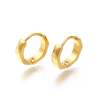 Ion Plating(IP) 304 Stainless Steel Hoop Earrings, Polygon, Golden, 12x12.5x2.5mm