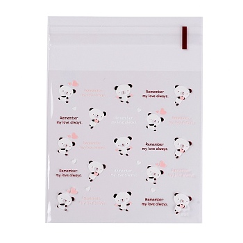 Rectangle OPP Self-Adhesive Cookie Bags, for Baking Packing Bags, Bear Pattern, 13x9.9x0.01cm, about 95~100pcs/bag