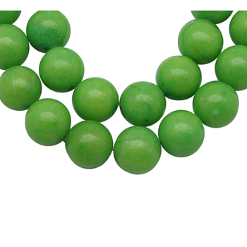 Natural Mashan Jade Beads Strands, Dyed, Round, Green Yellow, 10mm, Hole: 1.2mm, about 42pcs/strand, 16 inch