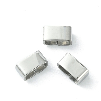 304 Stainless Steel Slide Charms/Slider Beads, For Leather Cord Bracelets Making, Rectangle, Stainless Steel Color, 4x8.5x4mm, Hole: 6.2x3mm