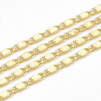 3.28 Feet Soldered Brass Mariner Link Chains, Real 18K Gold Plated, 5x2x0.6mm