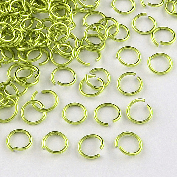 Aluminum Wire Open Jump Rings, Green Yellow, 20 Gauge, 6x0.8mm, Inner Diameter: 5mm, about 2150pcs/50g