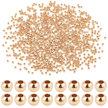 Elite 1200Pcs Brass Solid Beads, Long-Lasting Plated, Rondelle, Golden, 4x3.5mm, Hole: 1.6mm