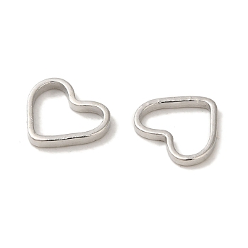 Brass Linking Rings, Valentine's Day Jewelry Accessory, Heart, Plated in Platinum Color, Nickel Free, about 7mm wide, 6mm long, 1mm thick