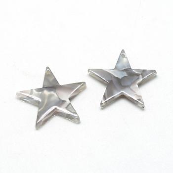 Cellulose Acetate(Resin) Pendants, Star, Gray, 20.5x21x2.5mm, Hole: 1.5mm