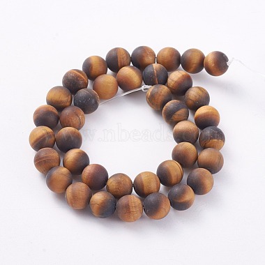 Natural Frosted Tiger Eye Round Bead Strands(G-M064-12mm-02)-2