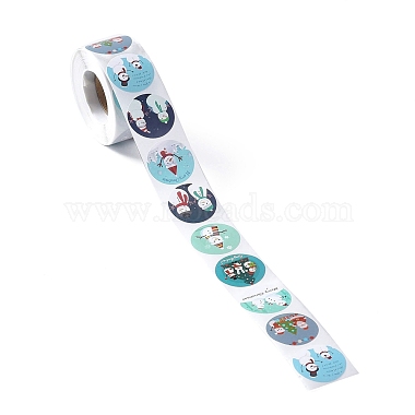 8 Patterns Snowman Round Dot Self Adhesive Paper Stickers Roll(DIY-A042-01I)-3