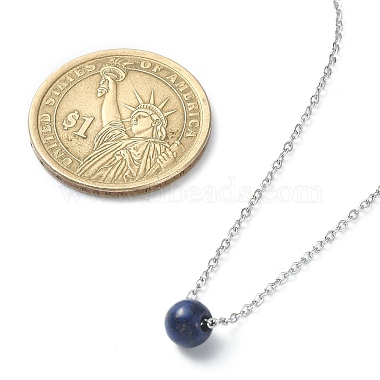 Ожерелья с подвесками из круглых бусин из смешанных драгоценных камней(NJEW-JN04551)-5