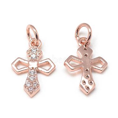 Rose Gold Cross Brass+Cubic Zirconia Charms