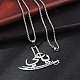 304 Stainless Steel Arabic Pendant Box Chain Necklaces for Women Men(NJEW-R013-04P)-3