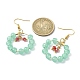 Boucles d'oreilles pendantes avec anneau en perles de verre imitation jade(EJEW-JE05568-02)-2