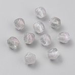 Transparent Resin Beads, Nuggets, Faceted, with Silver Glitter Powder, Gainsboro, 10x10x10mm, Hole: 1.8mm(RESI-CJC0816-001A)