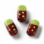 Handmade Lampwork Beads, Chocolate Food, Yellow Green, Cuboid, 13x7x6.5mm, Hole: 1.6mm(LA-CBA2CF4-01I)