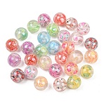Transparent Resin Beads, Round with Fruit Slice Shape, with Polymer Clay, Mixed Color, 15.5mm, Hole: 2.2mm(RESI-C070-11)