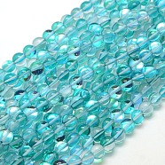 Synthetic Moonstone Beads Strands, Dyed, Holographic Beads, Half AB Color Plated, Round, Turquoise, 10mm, Hole: 1mm, about 40pcs/strand, 15 inch(G-F143-10mm-07)