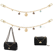 WADORN 2Pcs Brass Cable Chains Purse Strap Extenders, with Alloy Enamel & Brass Charms, Flower & Heart, Black, 32.5~33cm(FIND-WR0006-26)