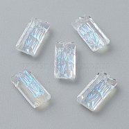 Embossed Glass Rhinestone Pendants, Rectangle, Faceted, Moonlight, 14x7x4.2mm, Hole: 1.5mm(GLAA-J101-07A-001MO)