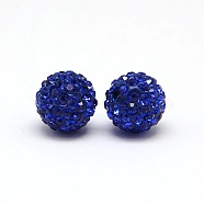 Polymer Clay Rhinestone Beads, Pave Disco Ball Beads, Grade A, Round, PP6, Sapphire, 4mm, Hole: 1mm(X-RB-A053-4mm-05)