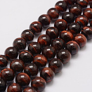 Natural Tiger Eye Bead Strands, Grade AB, Round, Dyed & Heated, 14mm, Hole: 1.5mm, about 28pcs/strand, 14.9 inch~15.5 inch(G-P230-13-14mm)