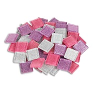 Square Transparent Glass Cabochons, Mosaic Tiles, for Home Decoration or DIY Crafts, Medium Orchid, 20x20x4mm, 260pcs/kg(GLAA-TAC0007-18B-10)