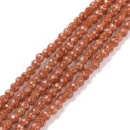 Synthetic Goldstone Beads Strands, Faceted, Round, 2x2mm, Hole: 0.5mm, about 192~193pcs/strand, 14.96~15.04''(38~38.2cm)(G-E591-06A)
