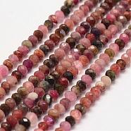 Natural Tourmaline Bead Strands, Faceted, Rondelle, 4x3mm, Hole: 1mm, about 128pcs/strand, 15.2 inch(G-P279-77-4mm)
