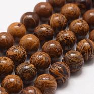 Natural Elephant Skin Jasper/Miriam Stone/Calligraphy Stone Beads Strands, Round, 8mm, Hole: 1mm, about 48pcs/strand, 15.1 inch(39.5cm)(G-F512-8mm)