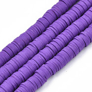 Handmade Polymer Clay Beads Strands, for DIY Jewelry Crafts Supplies, Heishi Beads, Disc/Flat Round, Mauve, 6x0.5~1mm, Hole: 1.8mm, about 290~320pcs/strand, 15.75 inch~16.14 inch(40~41cm)(CLAY-R089-6mm-013)