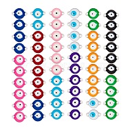 304 Stainless Steel Links Connectors, with Enamel, Flat Round with Evil Eye, Mixed Color, 12x8x4mm, Hole: 1.4mm, 10 colors, 6pcs/coor, 60pcs/box(STAS-SZ0001-33B)