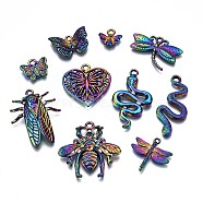 Rainbow Color Alloy Pendants, Cadmium Free & Nickel Free & Lead Free, Insect, 11x13x2mm, Hole: 1.8mm, 10pcs/set(PALLOY-S180-187-NR)