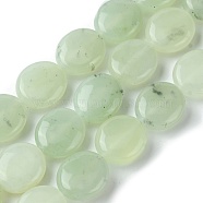 Natural New Jade Beads Strands, Flat Oval, 15~16x13.5~14x6~7mm, Hole: 1mm, about 26pcs/strand, 15.79''(40.1cm)(G-K365-B21-03)