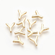 Brass Charms, Real 18K Gold Plated, Letter.Y, 7~8.5x4~7.5x2mm, Hole: 1mm(X-KK-S341-50Y)