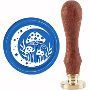 Brass Wax Seal Stamp with Handle, for DIY Scrapbooking, Mushroom Pattern, 3.5x1.18 inch(8.9x3cm)(AJEW-WH0184-0452)