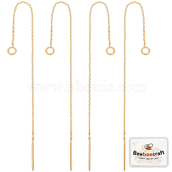 10Pcs Brass Stud Earring Findings, Ear Threads, with Loop, Golden, 105x0.7mm, Hole: 3mm, Pin: 0.8mm(KK-BBC0002-60)