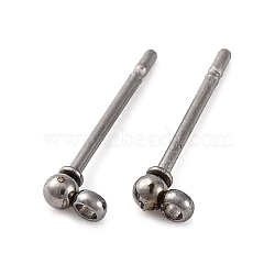 304 Stainless Steel Ball Post Stud Earring Findings, with Loop and 316 Surgical Stainless Steel Pin, Stainless Steel Color, 2mm, Pin: 0.8mm(STAS-Z035-01P-F)