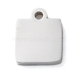 Non-Tarnish 304 Stainless Steel Charms, Laser Cut, Square Charm, Stainless Steel Color, 7.8x6x1.5mm, Hole: 1mm(STAS-N104-07P)