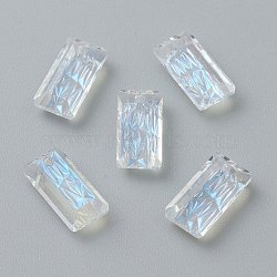 Embossed Glass Rhinestone Pendants, Rectangle, Faceted, Moonlight, 14x7x4.2mm, Hole: 1.5mm(GLAA-J101-07A-001MO)