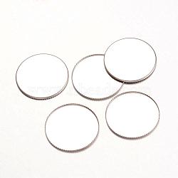 Tarnish Resistant 316 Surgical Stainless Steel Milled Edge Bezel Cups, Cabochon Settings, Flat Round, Stainless Steel Color, 26x0.8mm, Tray: 25mm(STAS-K099-01-25mm-P)