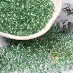 6/0 Transparent Colours Glass Seed Beads, Rondelle, Dark Sea Green, 4x3mm, Hole: 1.4mm, about 7500pcs/pound(SEED-P006-01A-03)