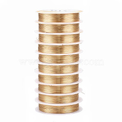 Round Copper Jewelry Wire, Long-Lasting Plated, Light Gold, 0.3mm, about 51.18 Feet(15.6m)/roll(X-CWIR-Q006-0.3mm-KC)