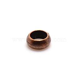 Brass Crimp Beads, Rondelle, Nickel Free, Red Copper, 4x2mm, Hole: 2.5mm, about 500pcs/bag(KK-WH0047-10A-03)